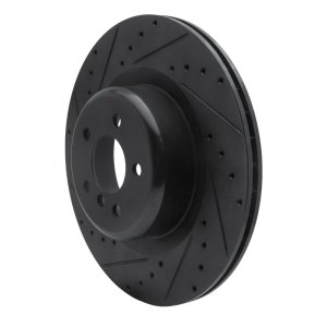 BMW X5 Brake Rotor (1) - Rear Left - R1 Concepts - Drilled & Slotted - Black - `10-`14